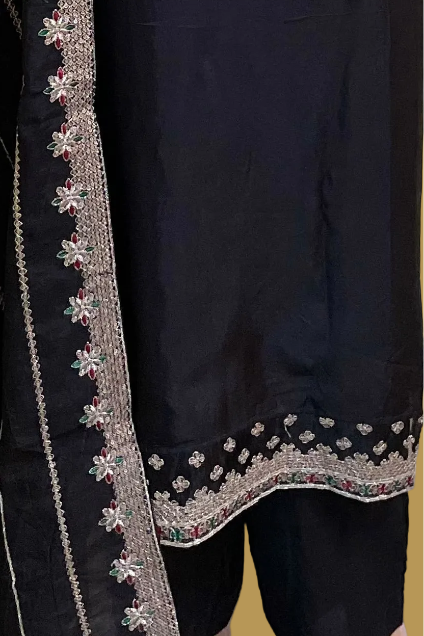 Black Silk Embroidery Salwar Set