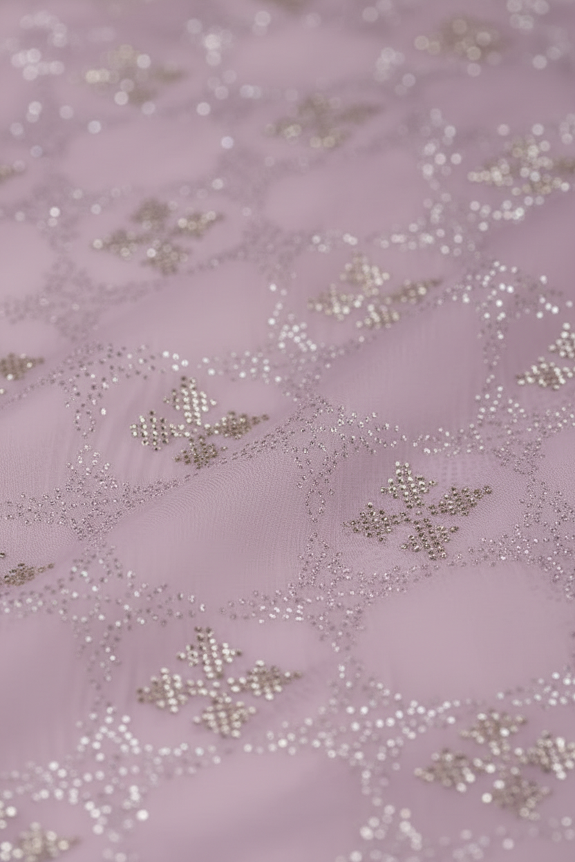 Lavender Organza Saree with Crystal Work