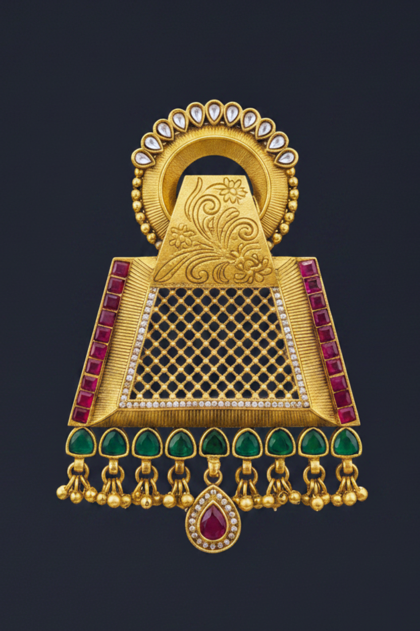 Long Chandan Haar Necklace and Jhumkas Set