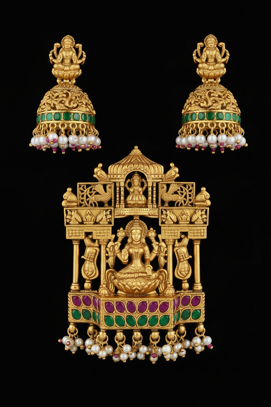 Pendant & Earrings - Black Background Portrait