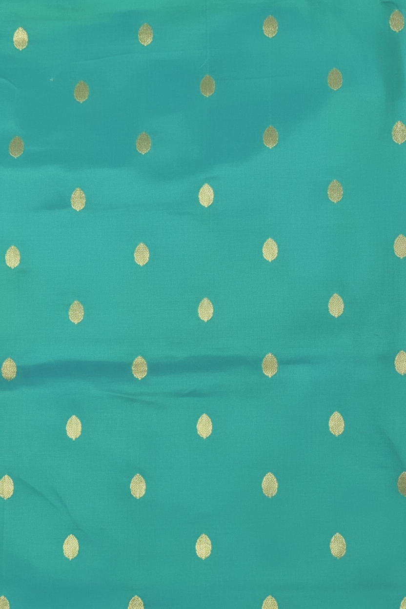 Turquoise silk with gold oval butis only