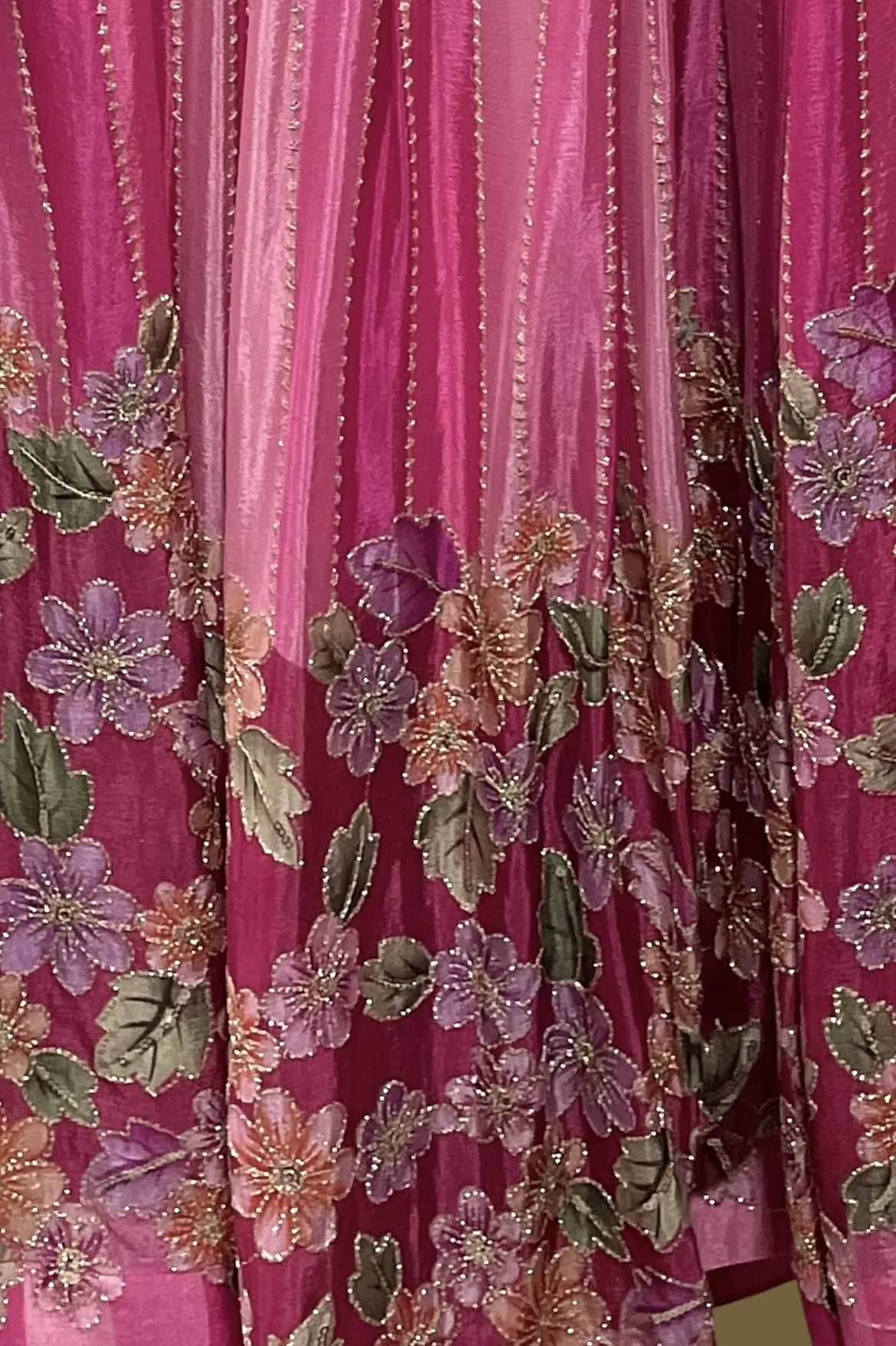 Pink Floral Georgette Embellished Lehenga Set