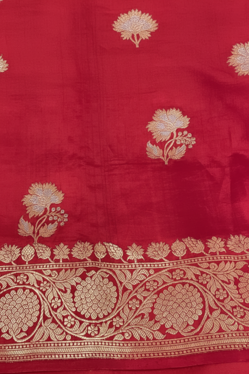 Red Pure Banarasi Katan Silk Saree