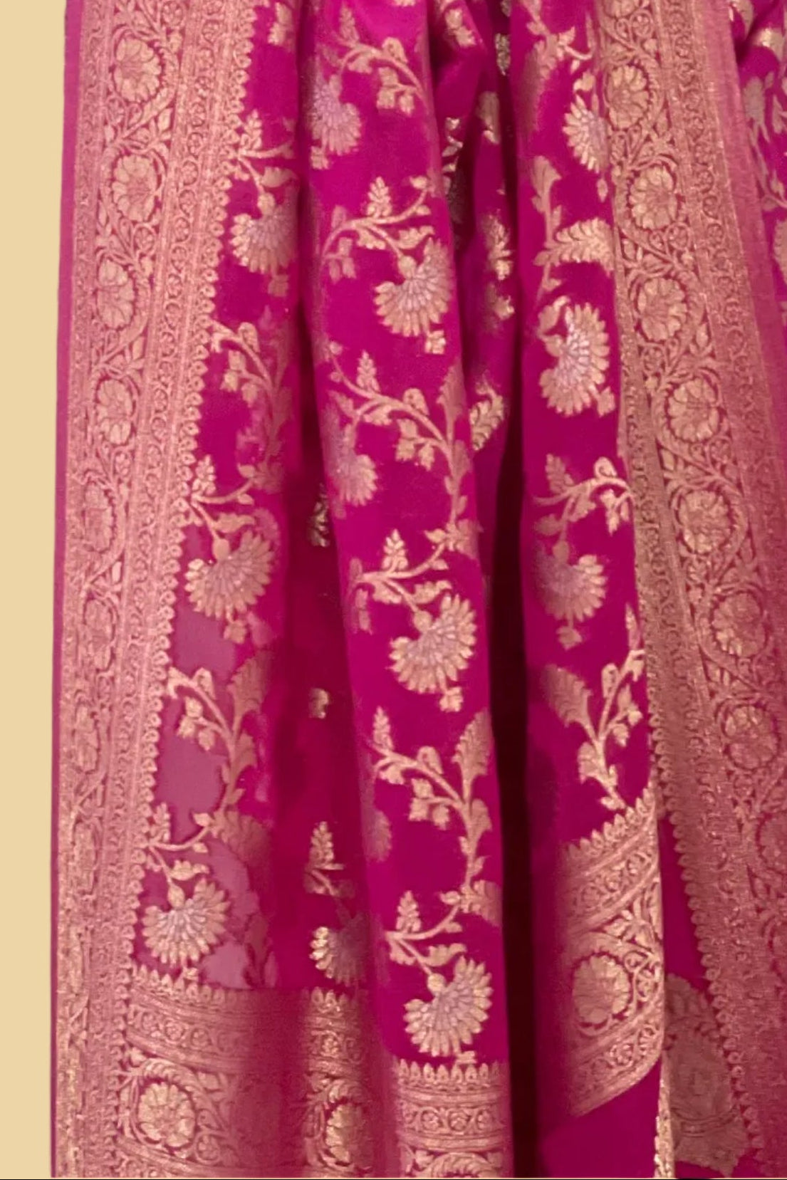 Fuchsia Pink Banarasi Georgette Saree