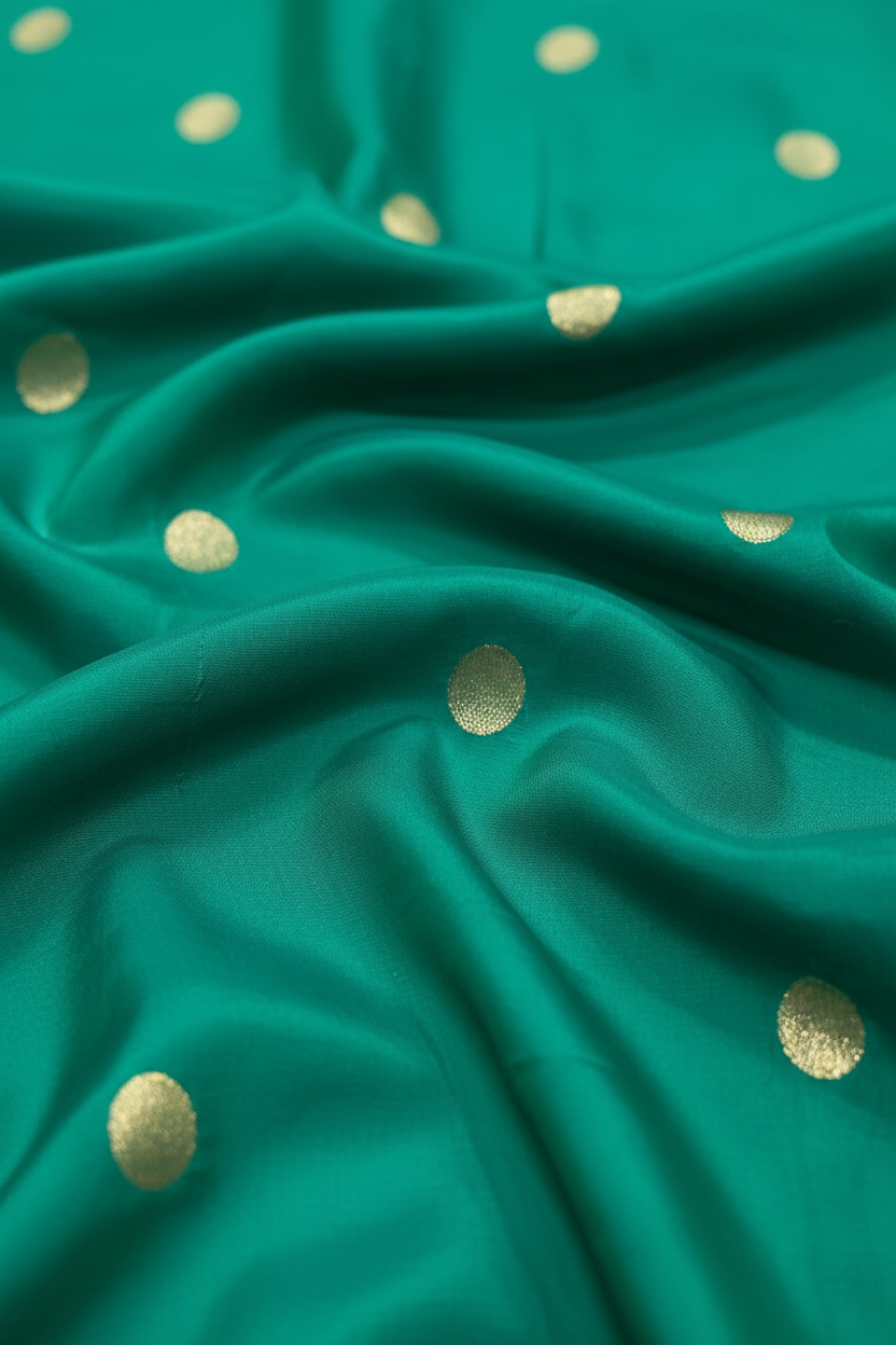 Teal Pure Kanjeevaram Silk Temple Border Saree