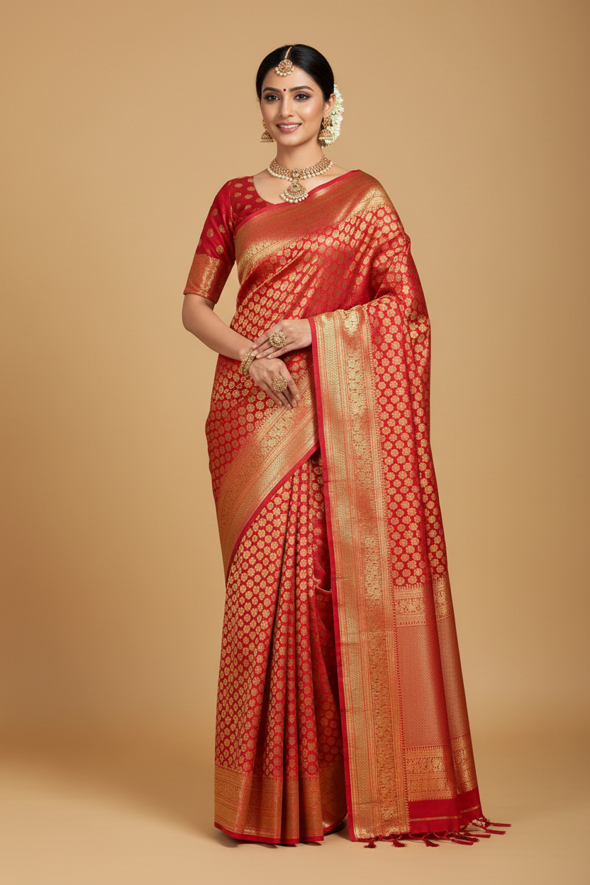 Red Pure Kanjeevaram Silk Saree