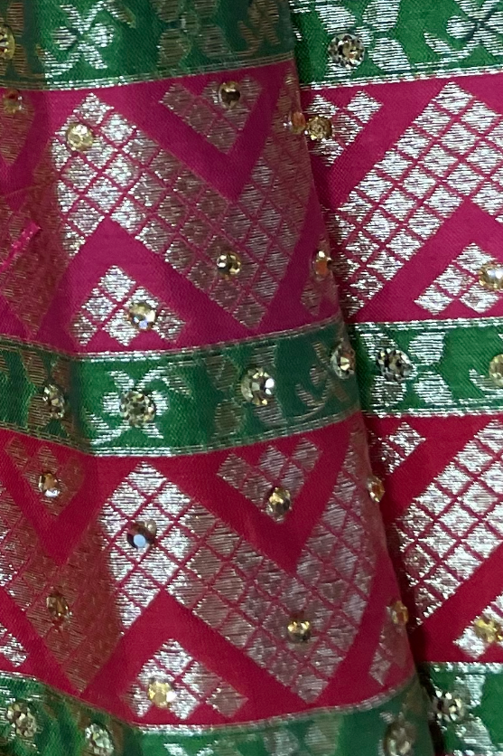 Peach Banarasi Organza Lehenga Set