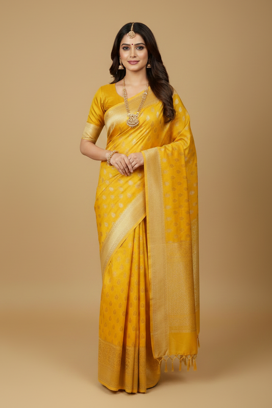 Yellow Banarasi Georgette Saree