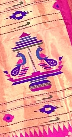 Purple Paithani Pure Silk Saree with Magenta Pink Border