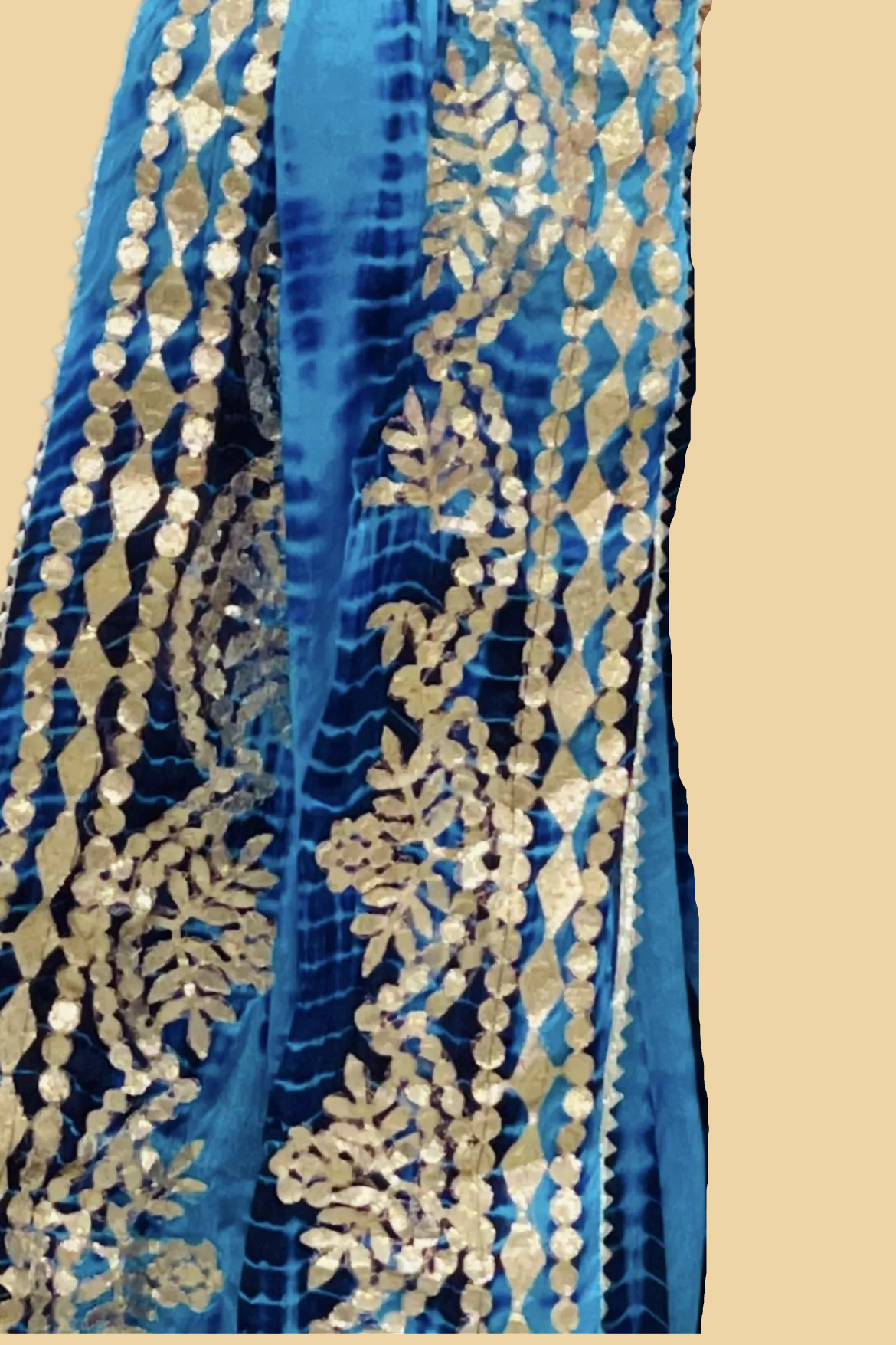 Blue Bandhani Silk Lehenga Set with Gota Embroidery