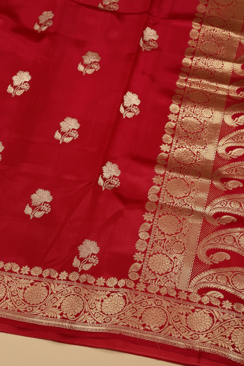 Red Pure Banarasi Katan Silk Saree