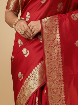 Red Pure Banarasi Katan Silk Saree