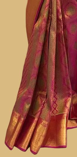Magenta & Gold Pure Kanjeevaram Brocade Silk Saree