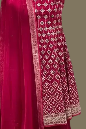 Magenta Pink Georgette Sharara Set with Embroidery