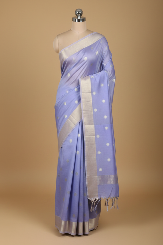 Lavender Pure Chanderi Silk Saree