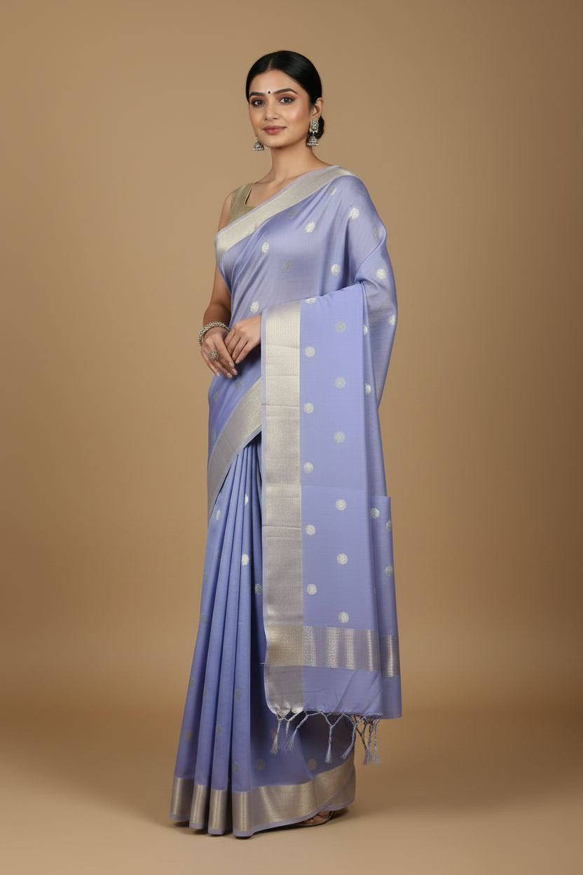 Lavender Pure Chanderi Silk Saree
