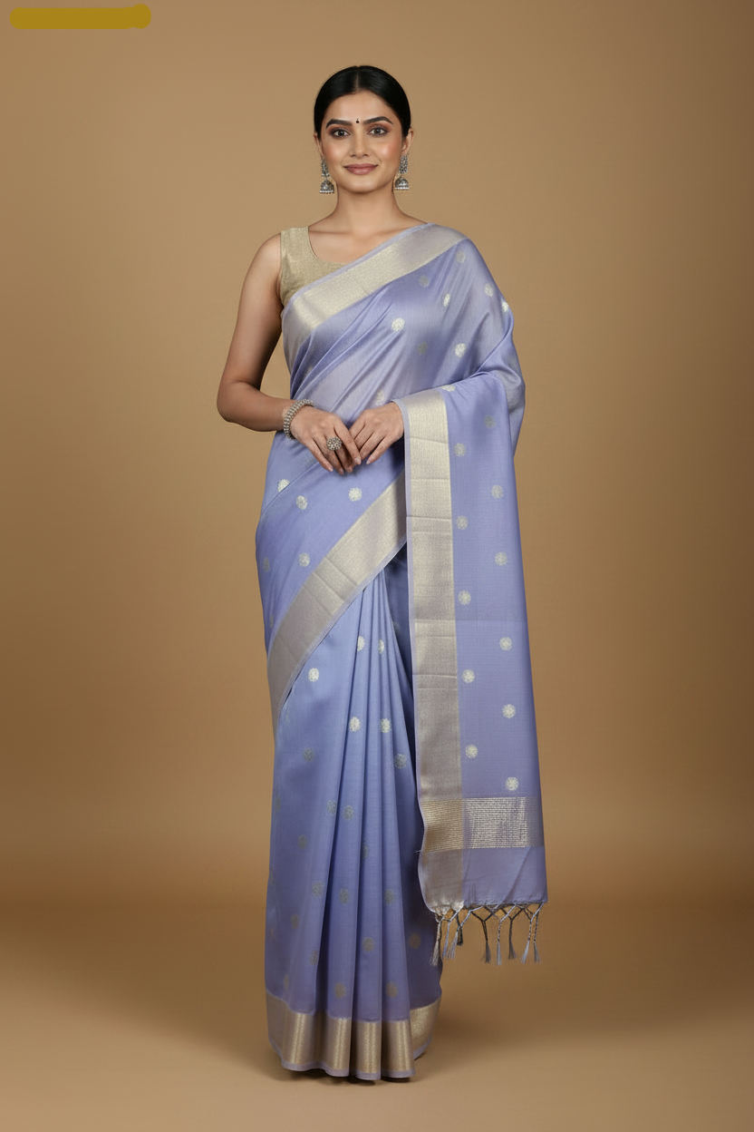 Lavender Pure Chanderi Silk Saree