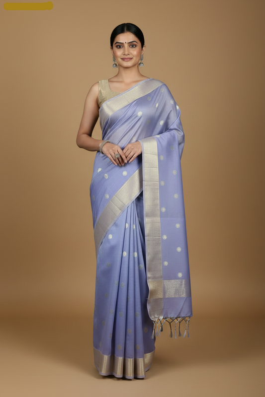 Lavender Pure Chanderi Silk Saree