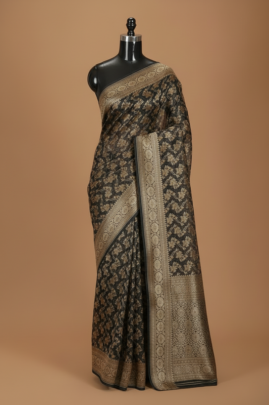 Black Banarasi Organza Saree