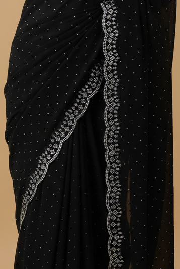 Black Georgette Saree with Crystal Work