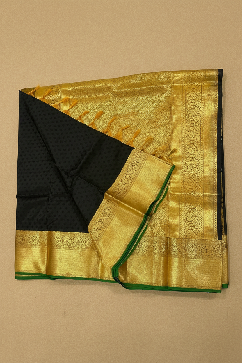 Black Kanjeevaram - Flat Lay