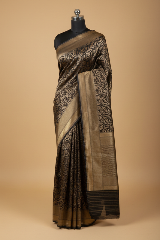 Black Mannequin - Black Banarasi Brocade Saree