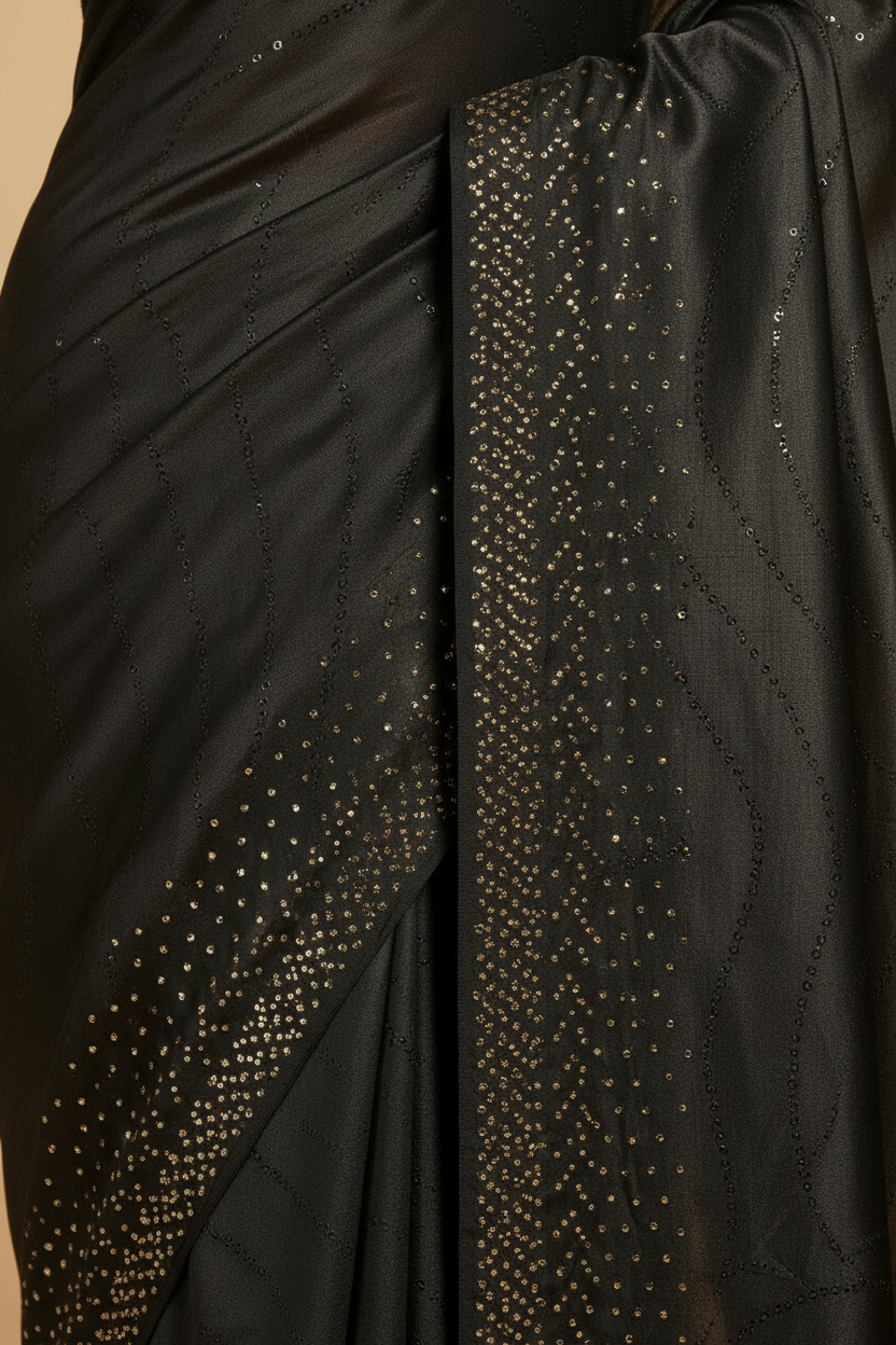 Black satin with gold stones from mannequin
