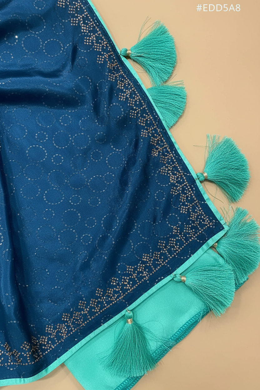 Blue Satin Stonework - Close Up