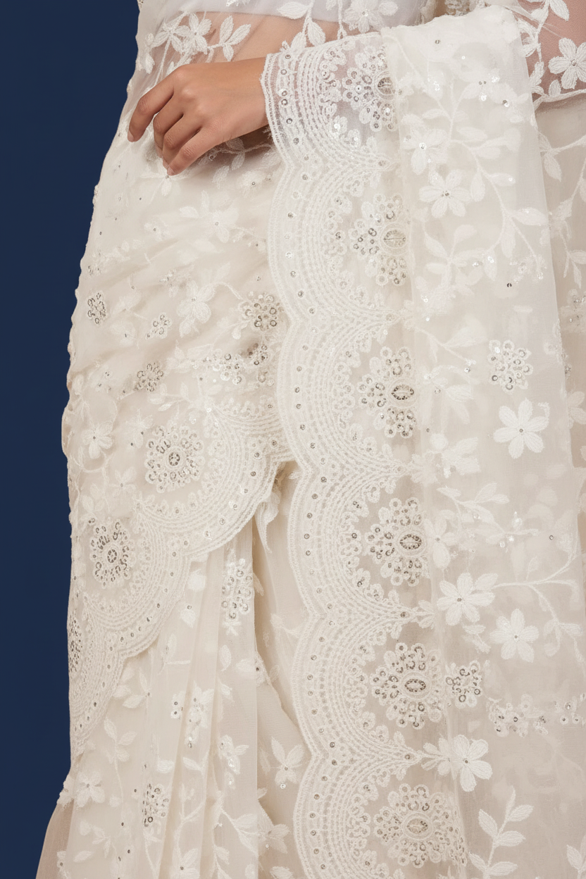 Chikankari Border Close-up