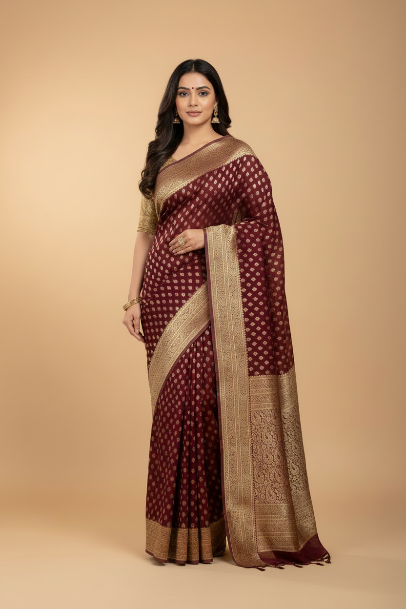 Maroon Banarasi Georgette Saree
