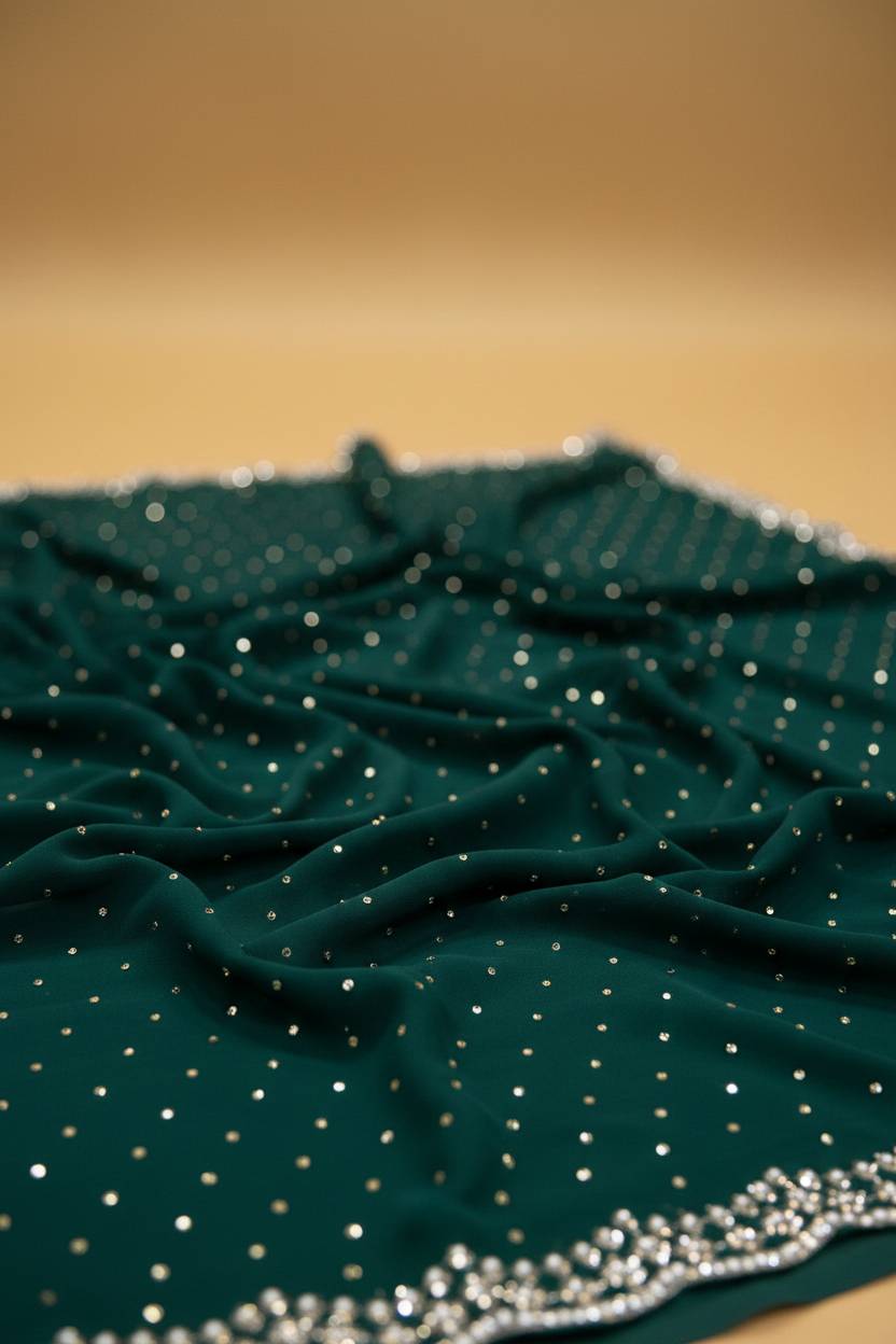Emerald Green Saree – Body Fabric Close-up