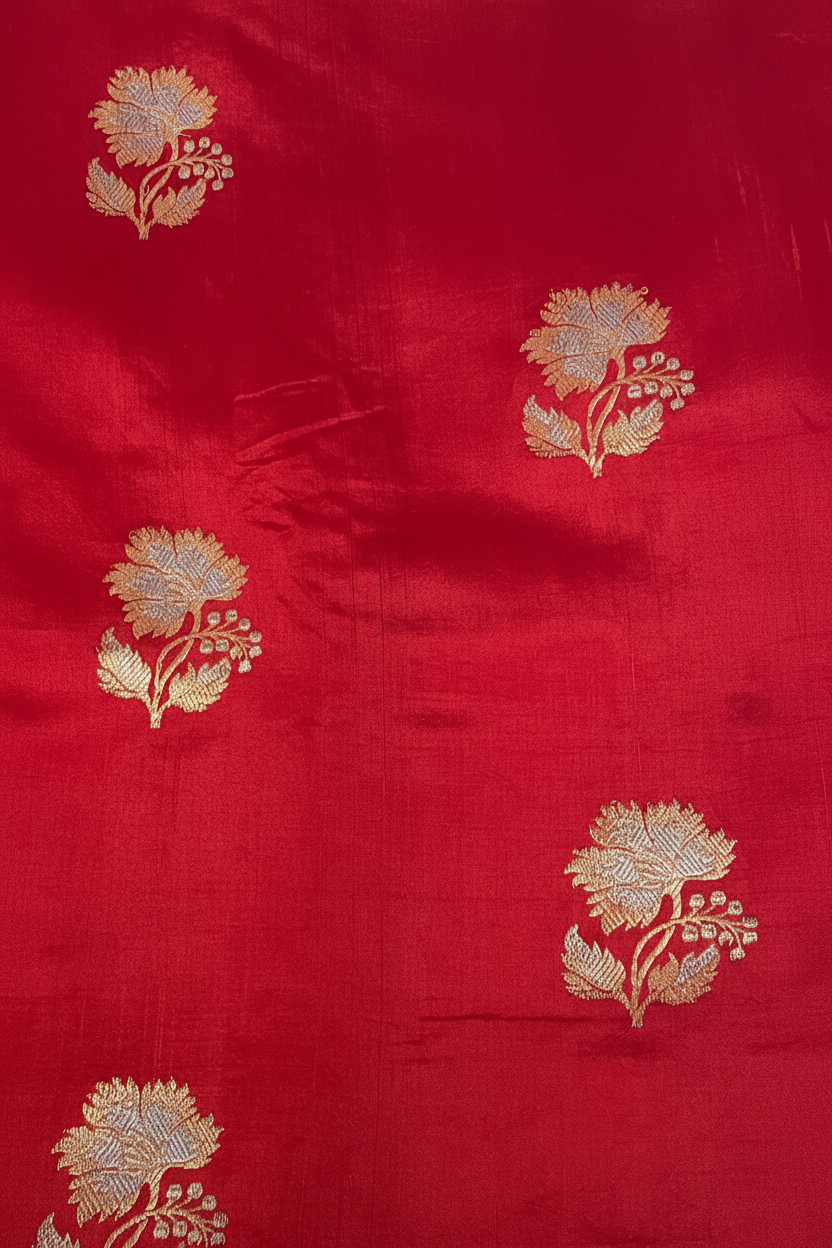 Fabric Close-up - Gold & Silver Floral Butis