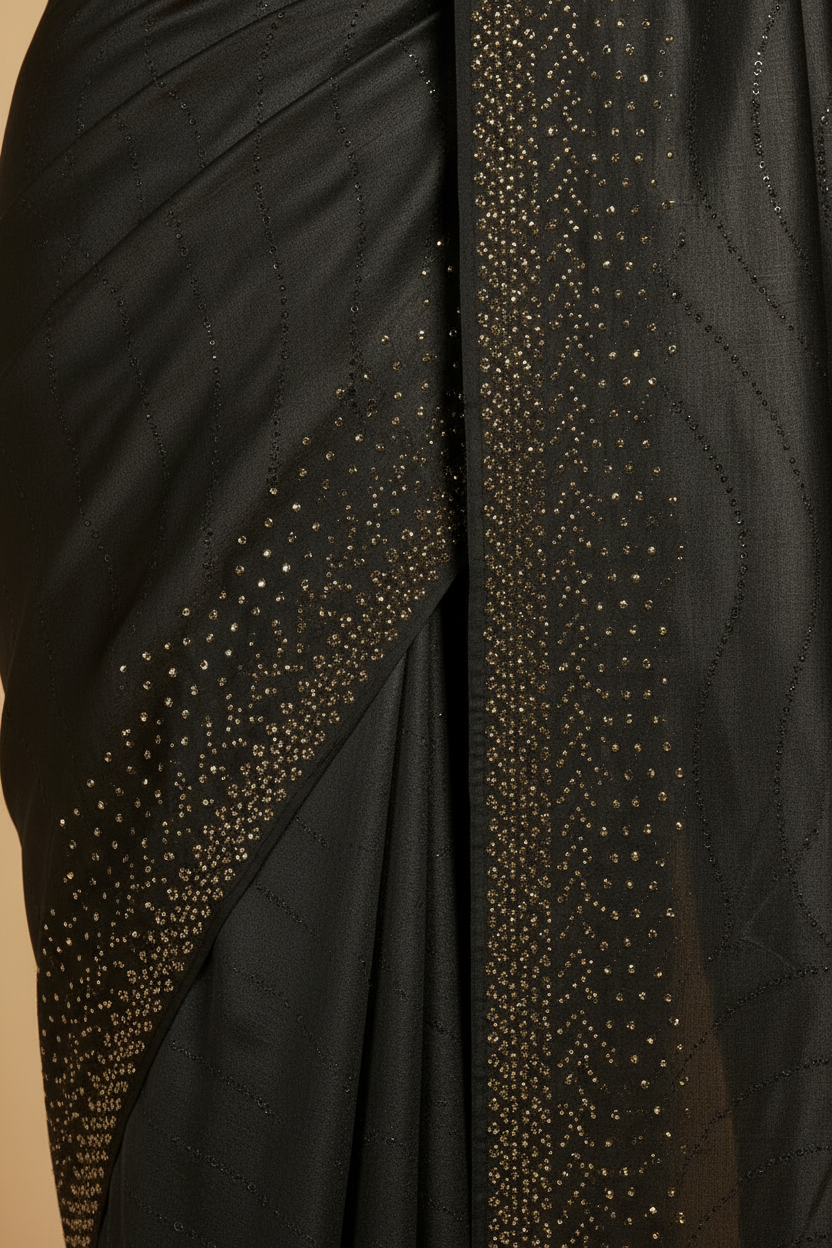 Gold stonework pallu from mannequin