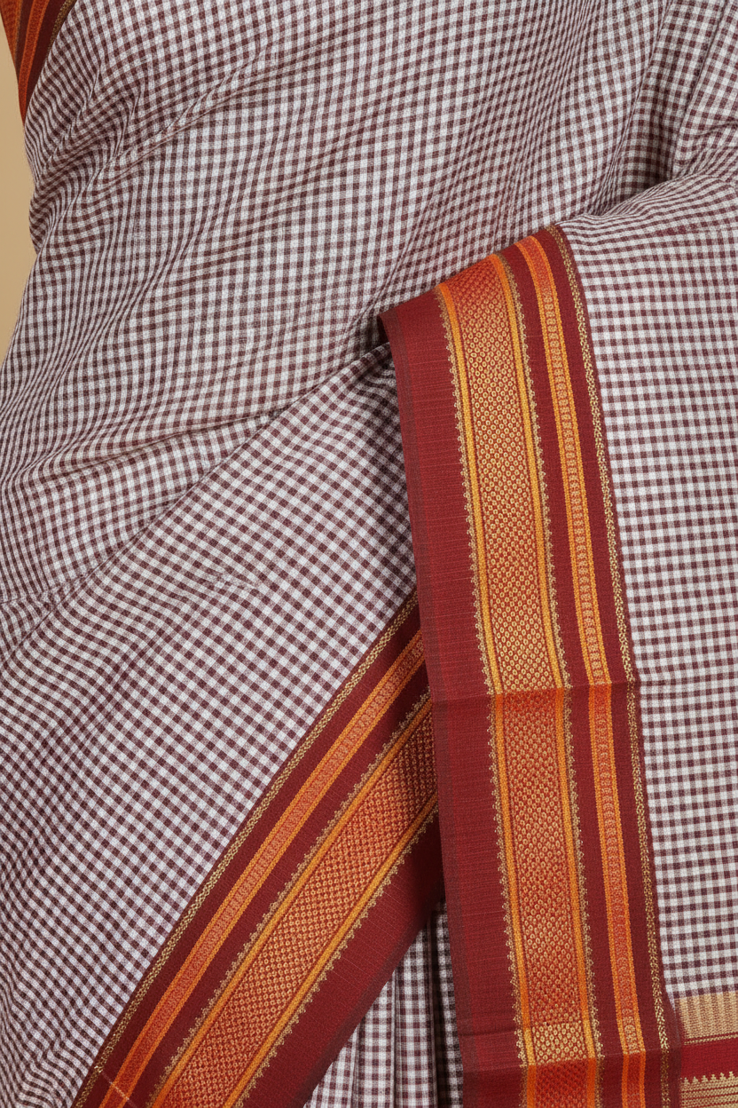 Grey micro-checkered south silk