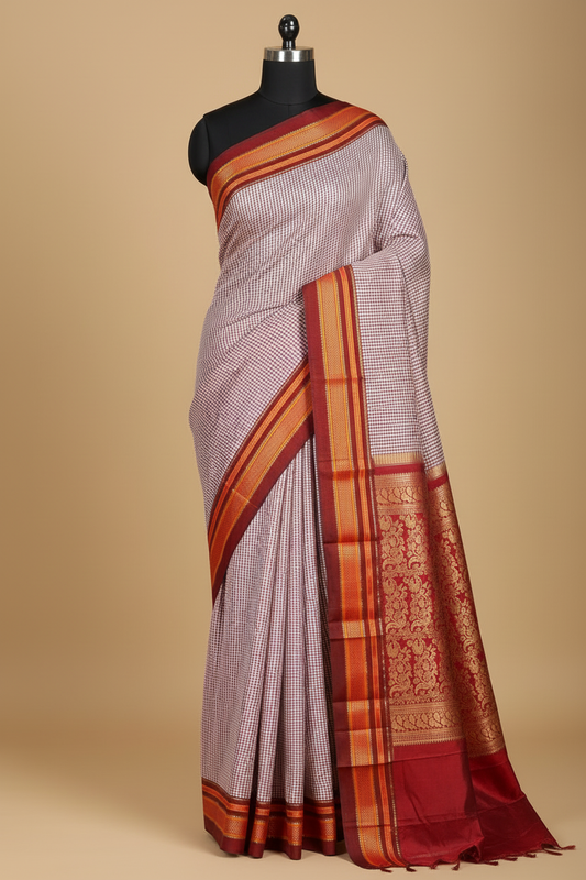 Grey south silk saree matching reference