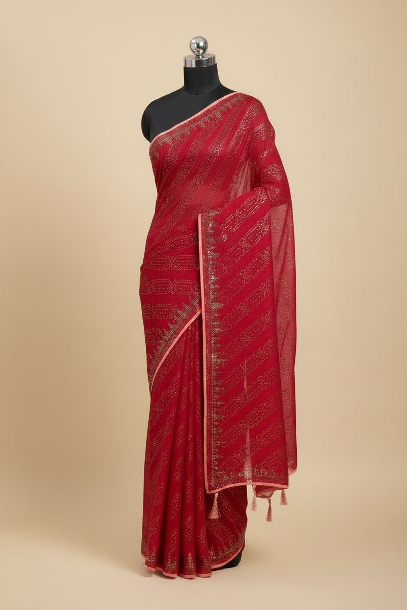 Mannequin - Crimson Leheriya Saree
