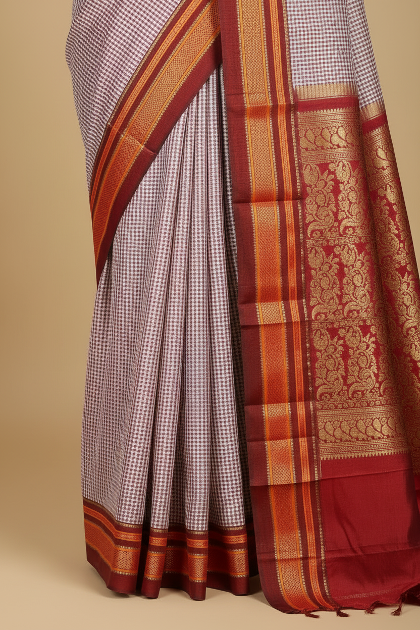 Maroon border matching mannequin