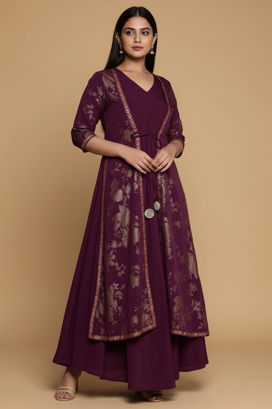 Model - Deep Purple Jacket Gown