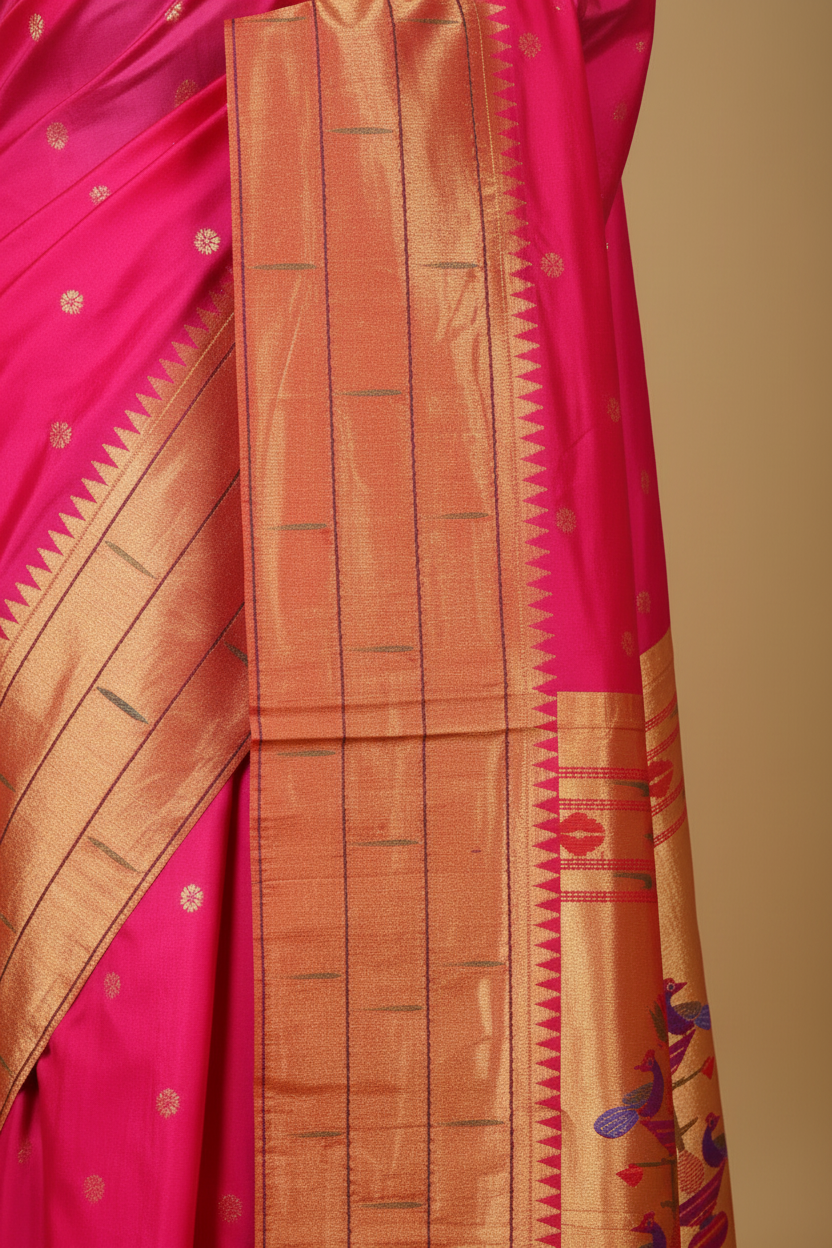 Orange border with parrot motifs