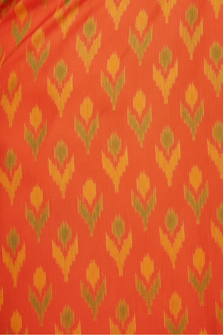Orange Ikkat — Body Fabric Detail