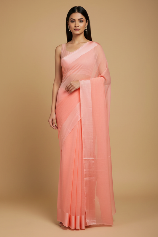 Peach Saree Model - Sleeveless