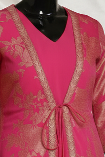 Hot Pink Modal Silk Gown with Jacket Panel
