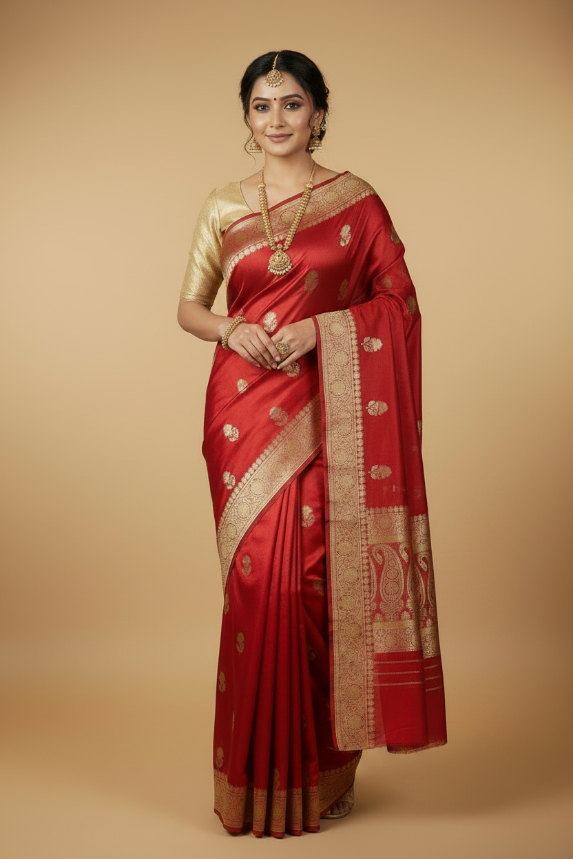 Red Pure Banarasi Katan Silk Saree