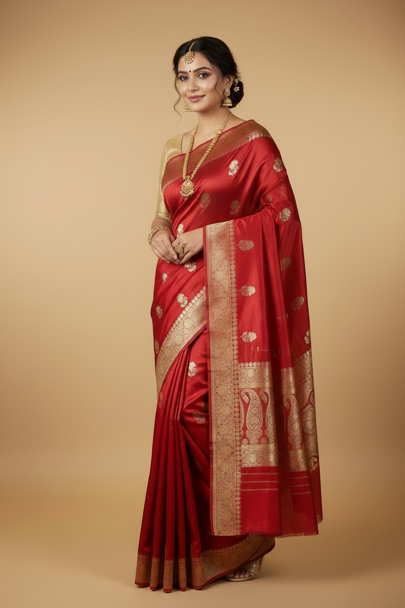 Red Pure Banarasi Katan Silk Saree