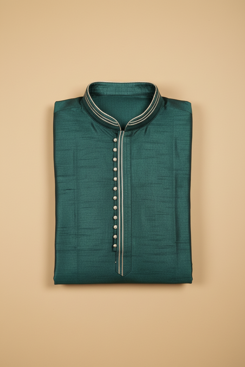 Teal Kurta Folded Flat Lay